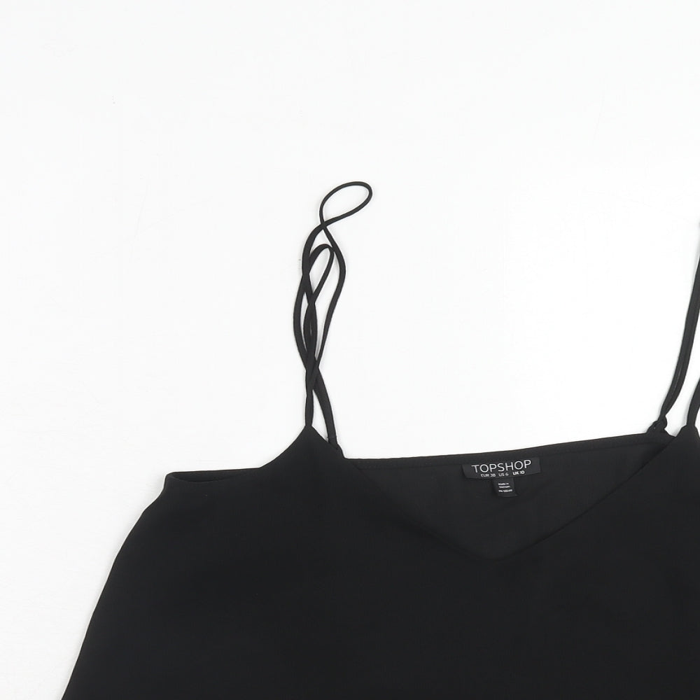 Womens UK Size 10 Topshop Black Basic Tank