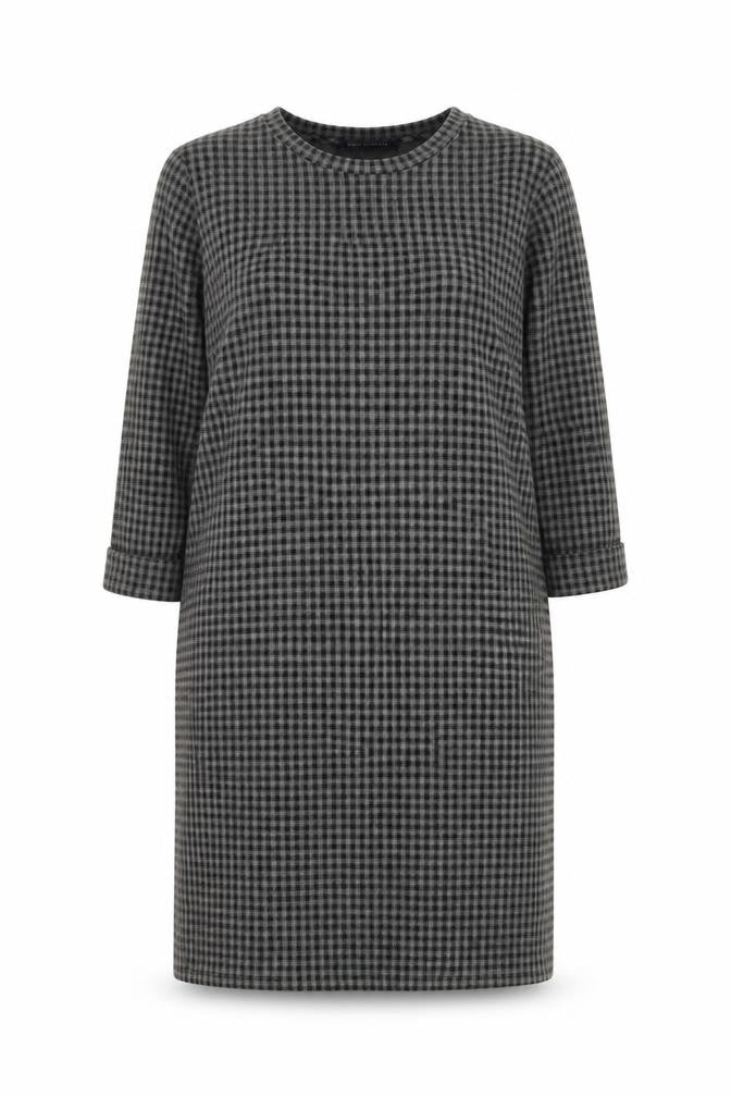 Marks and Spencer Womens Grey Check Polyester Shift Size 18 Round Neck Pullover