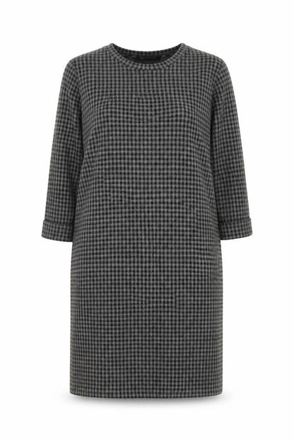 Marks and Spencer Womens Grey Check Polyester Shift Size 18 Round Neck Pullover