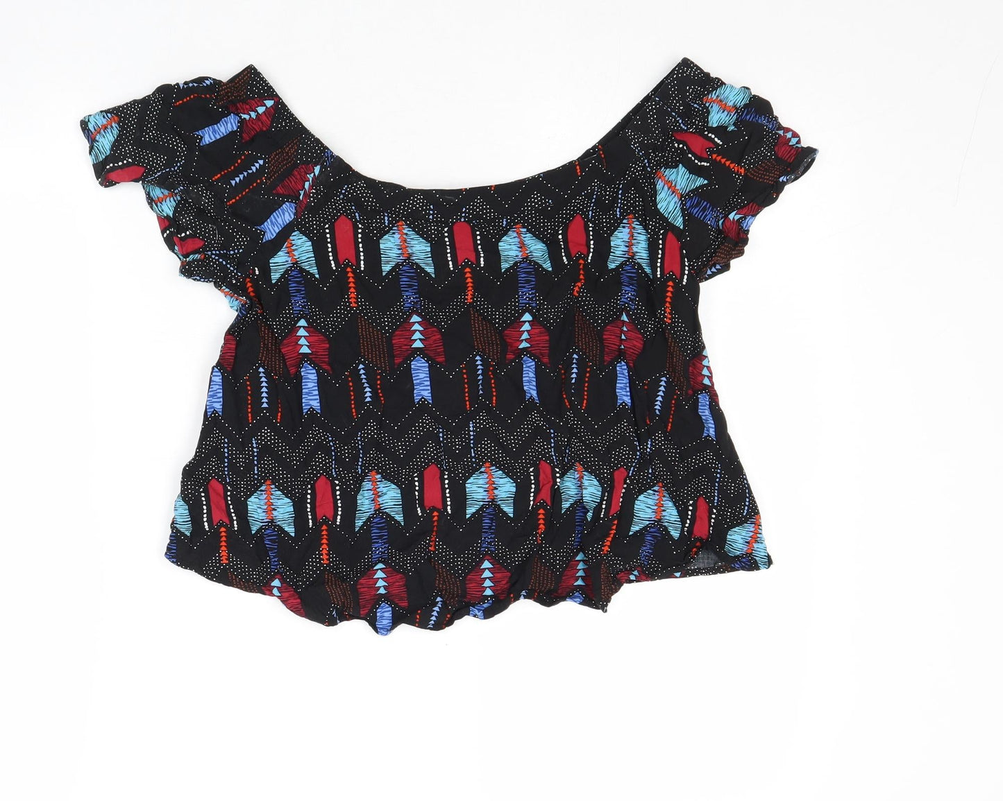 Womens UK Size 8 New Look Multicoloured Cropped Blouse