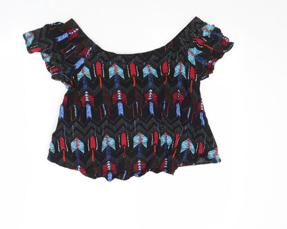 Womens UK Size 8 New Look Multicoloured Cropped Blouse
