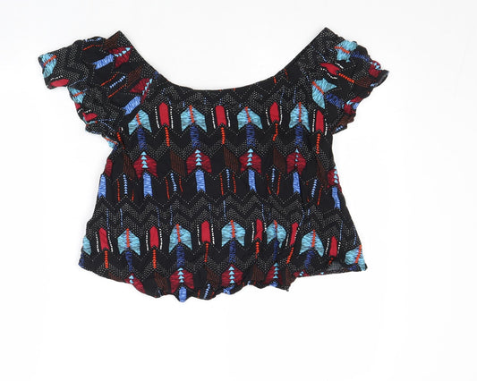 Womens UK Size 8 New Look Multicoloured Cropped Blouse