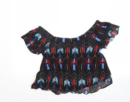 Womens UK Size 8 New Look Multicoloured Cropped Blouse