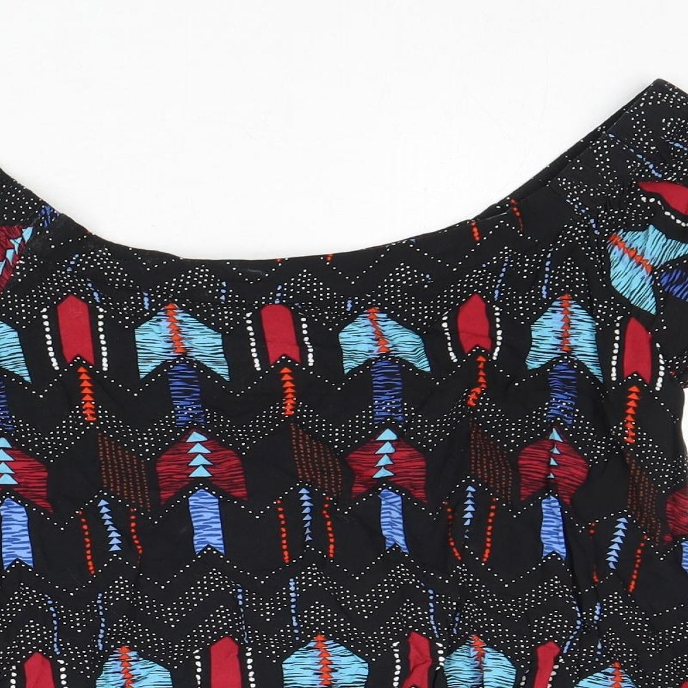 Womens UK Size 8 New Look Multicoloured Cropped Blouse