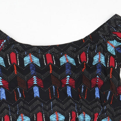 Womens UK Size 8 New Look Multicoloured Cropped Blouse