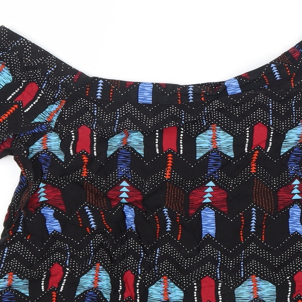 Womens UK Size 8 New Look Multicoloured Cropped Blouse