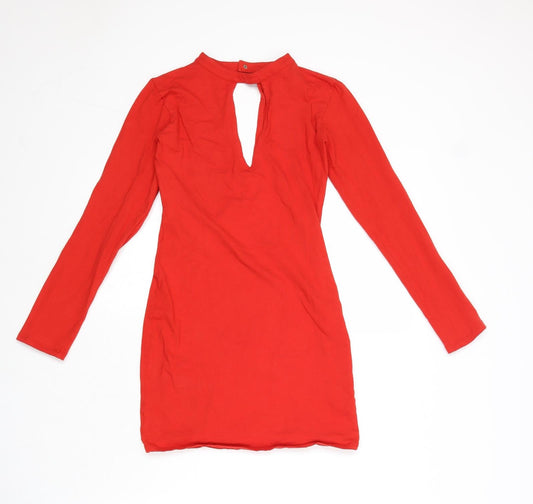 Motel Womens Red Cotton Mini Size XS V-Neck Snap