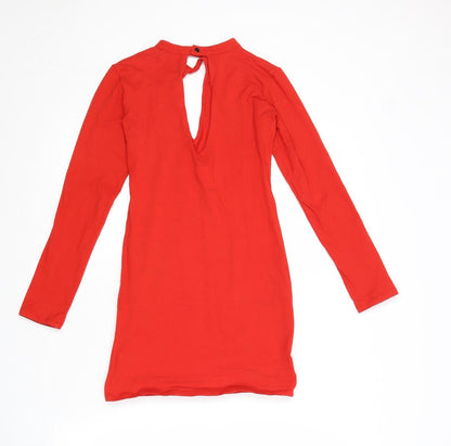 Motel Womens Red Cotton Mini Size XS V-Neck Snap