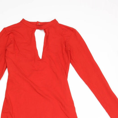 Motel Womens Red Cotton Mini Size XS V-Neck Snap