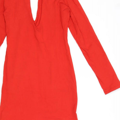 Motel Womens Red Cotton Mini Size XS V-Neck Snap