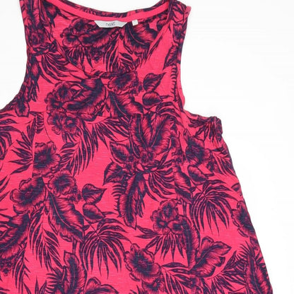 NEXT Womens Pink Floral Viscose Tank Dress Size 14 Boat Neck Pullover