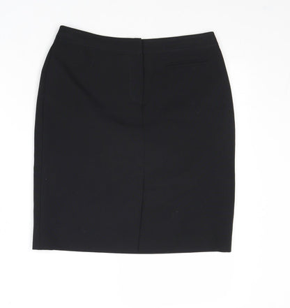 Dorothy Perkins Womens Black Polyester A-Line Skirt Size 10 Zip