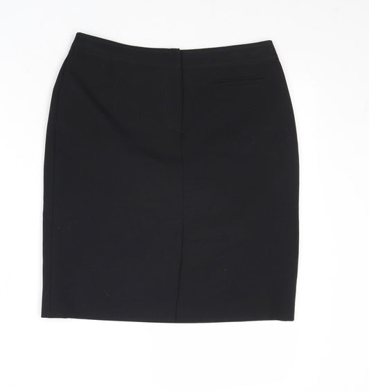 Dorothy Perkins Womens Black Polyester A-Line Skirt Size 10 Zip