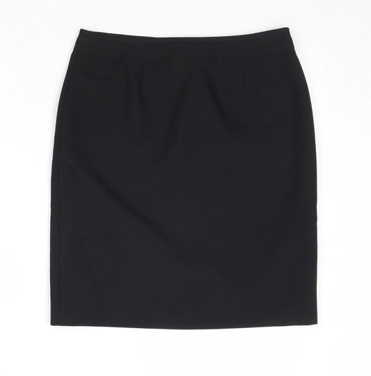 Dorothy Perkins Womens Black Polyester A-Line Skirt Size 10 Zip