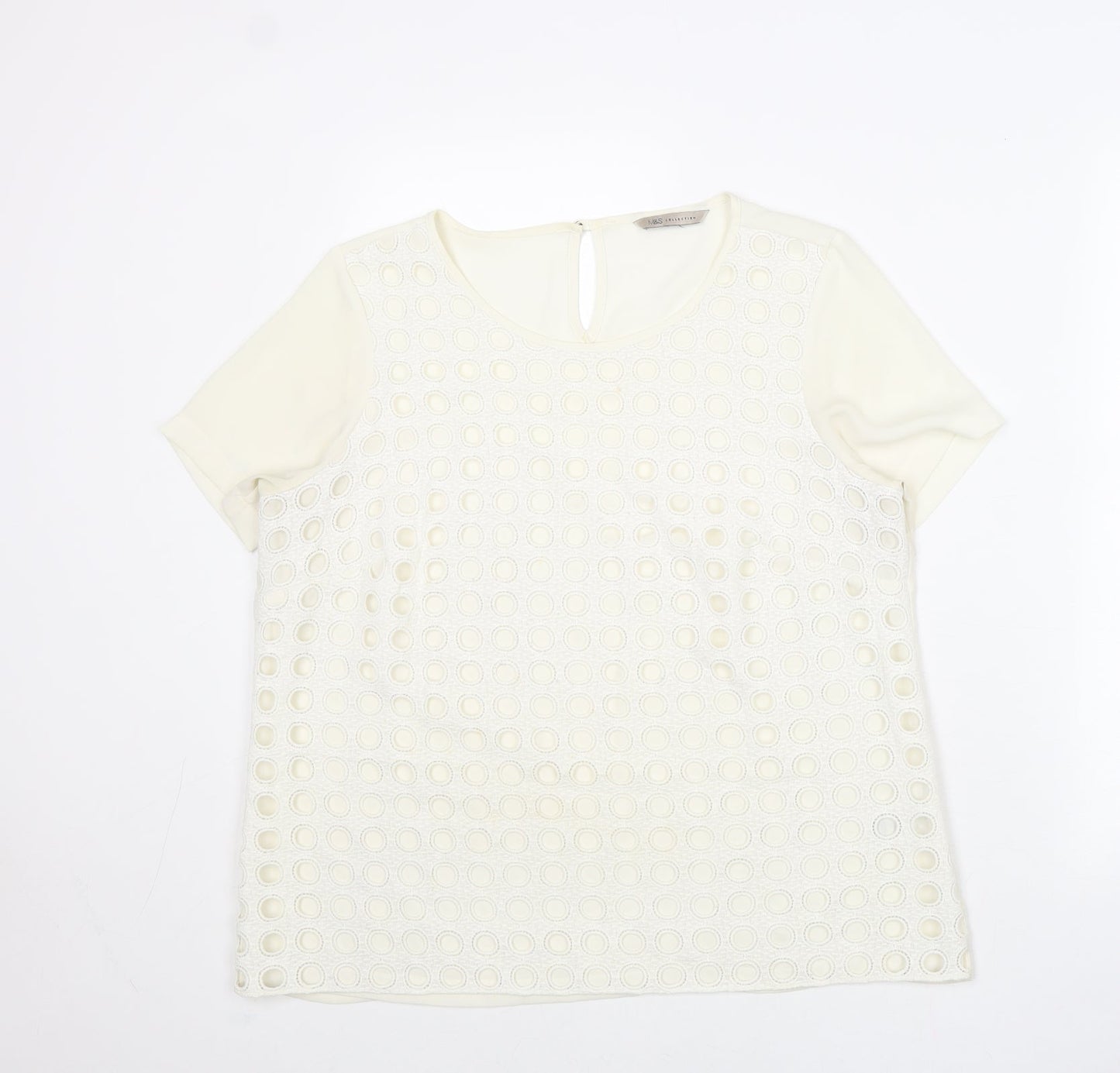 Womens UK Size 14 Marks and Spencer Ivory Basic T-Shirt