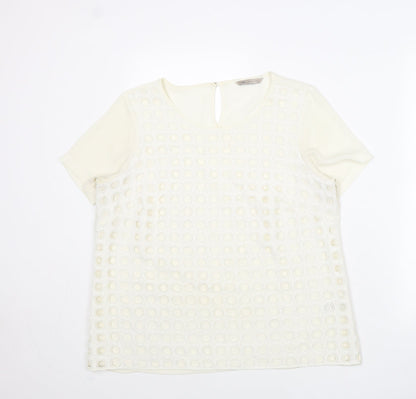 Womens UK Size 14 Marks and Spencer Ivory Basic T-Shirt
