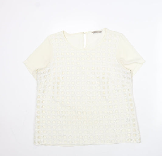 Womens UK Size 14 Marks and Spencer Ivory Basic T-Shirt