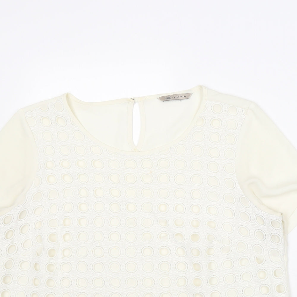 Womens UK Size 14 Marks and Spencer Ivory Basic T-Shirt