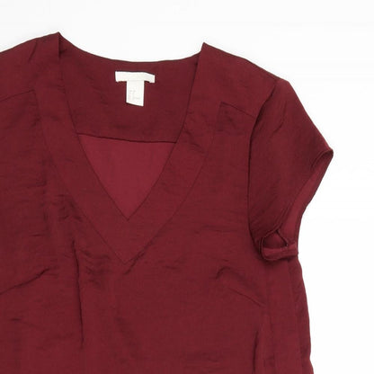Womens UK Size 6 H&M Red Basic T-Shirt