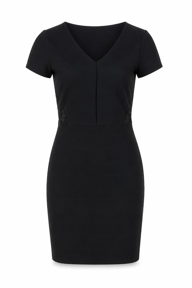 Boohoo Womens Black Polyester Shift Size 10 V-Neck Pullover - Lace Details