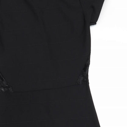 Boohoo Womens Black Polyester Shift Size 10 V-Neck Pullover - Lace Details