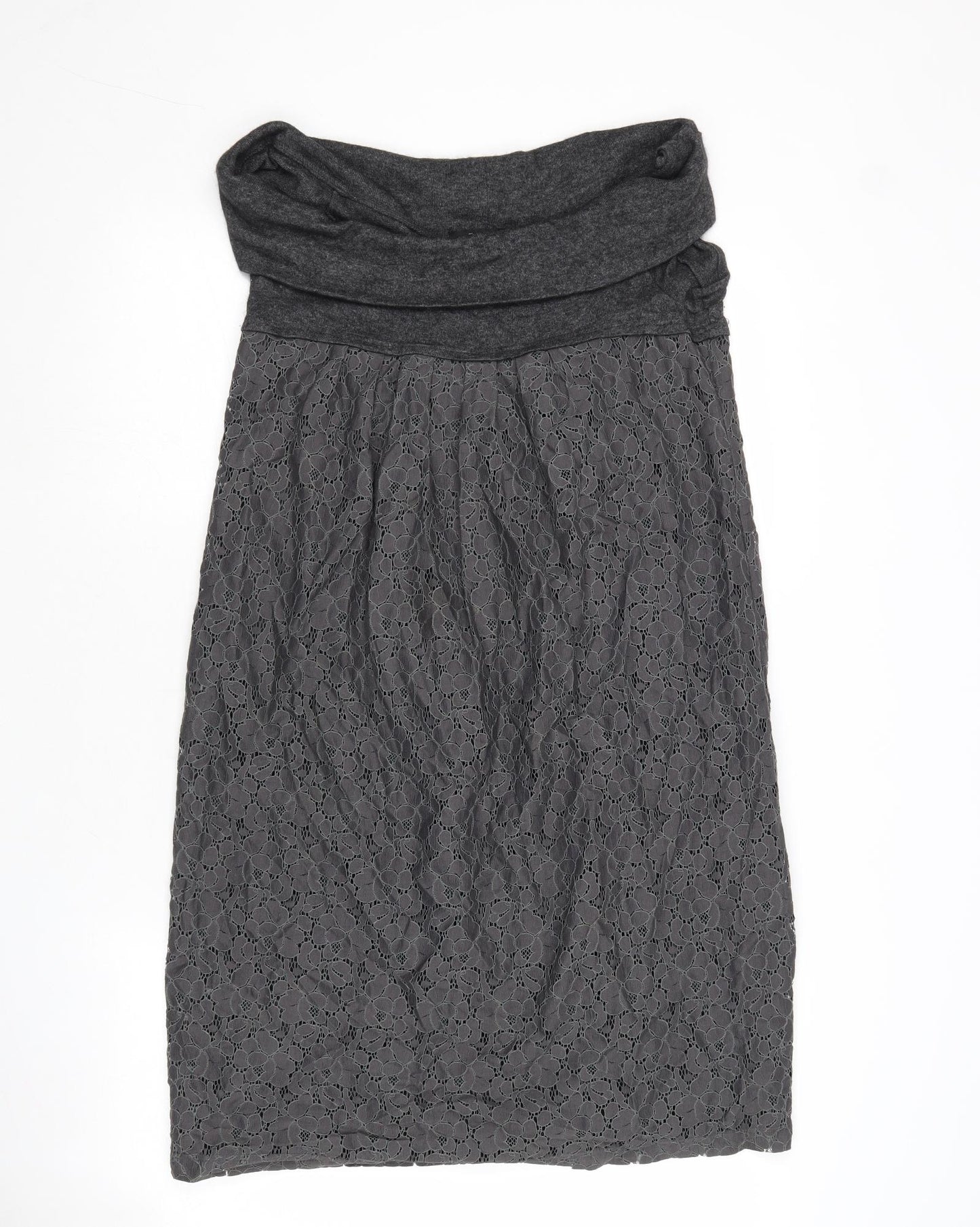 Tara Jarmon Womens Grey Polyester A-Line Size 10 Cowl Neck Pullover
