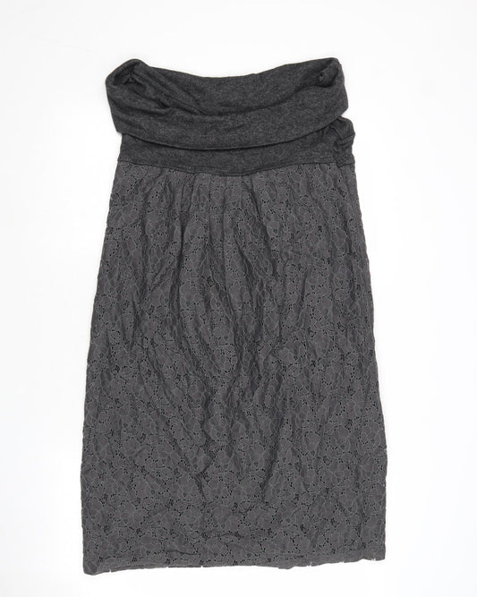 Tara Jarmon Womens Grey Polyester A-Line Size 10 Cowl Neck Pullover