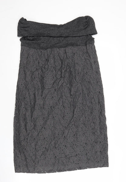 Tara Jarmon Womens Grey Polyester A-Line Size 10 Cowl Neck Pullover