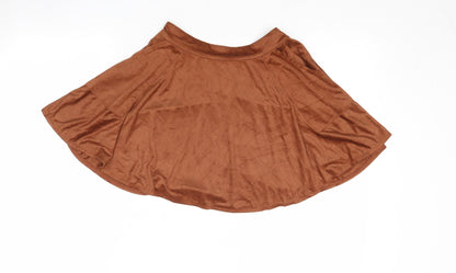 Cider Womens Brown Polyester Skater Skirt Size XS Zip