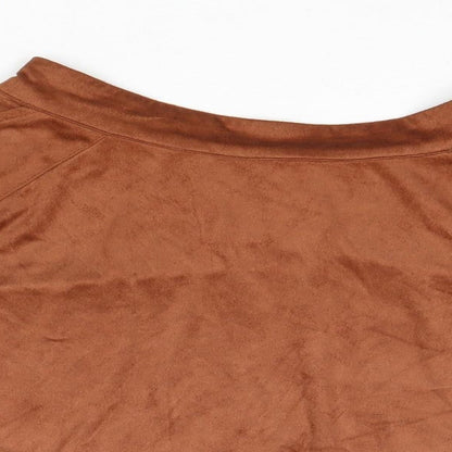Cider Womens Brown Polyester Skater Skirt Size XS Zip