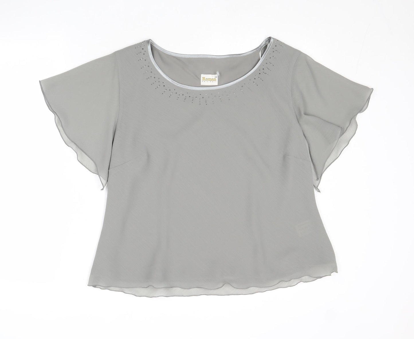 Womens UK Size 20 Roman Grey Basic T-Shirt