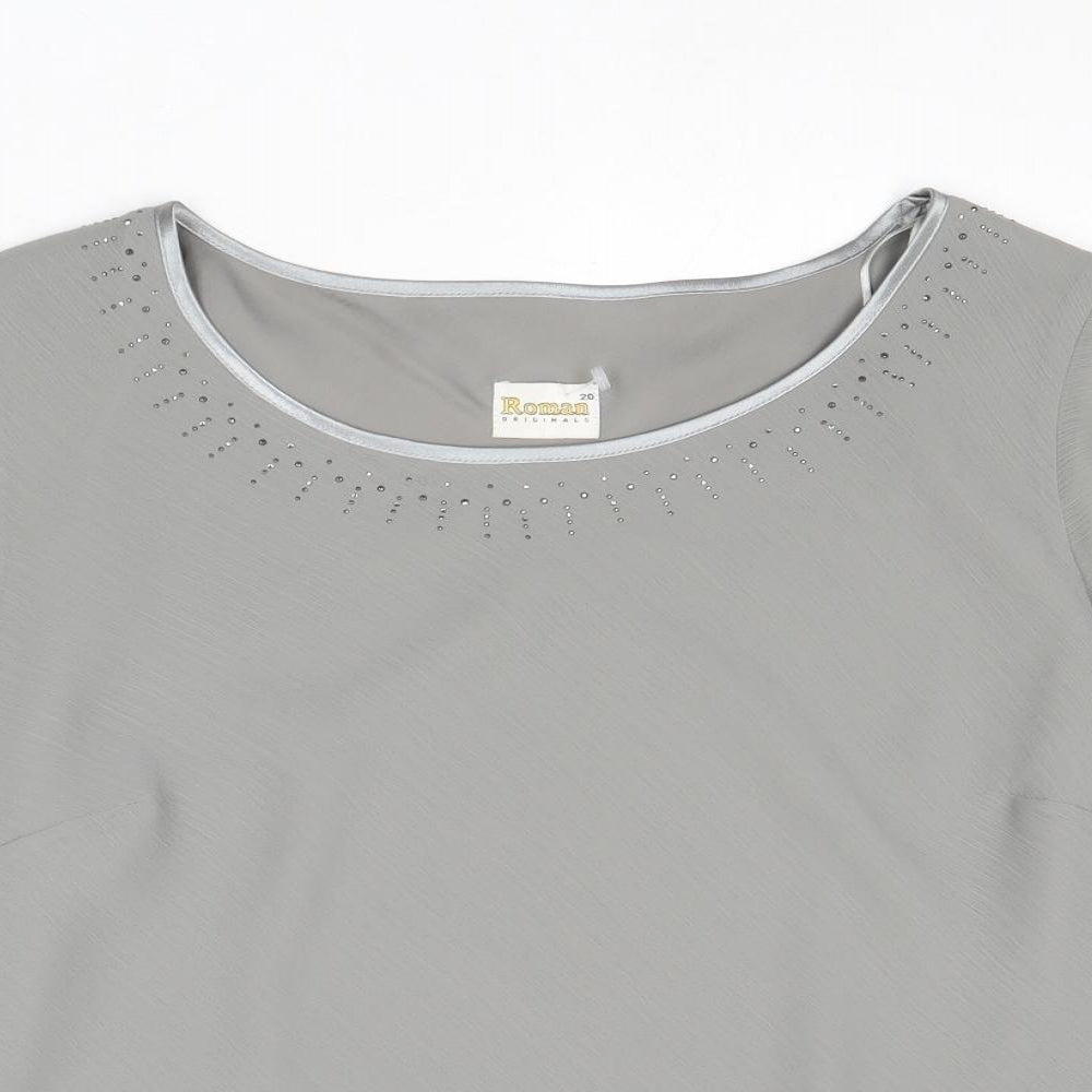 Womens UK Size 20 Roman Grey Basic T-Shirt