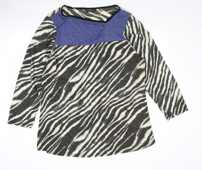 Collection London Womens Multicoloured Round Neck Animal Print Acrylic Pullover Jumper Size 22 - Zebra Pattern Size 22-24