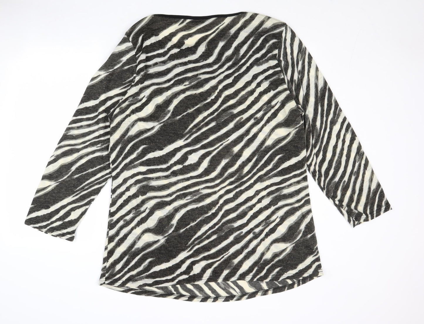 Collection London Womens Multicoloured Round Neck Animal Print Acrylic Pullover Jumper Size 22 - Zebra Pattern Size 22-24