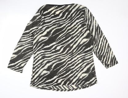 Collection London Womens Multicoloured Round Neck Animal Print Acrylic Pullover Jumper Size 22 - Zebra Pattern Size 22-24
