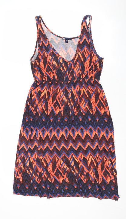 Gap Womens Multicoloured Geometric Viscose A-Line Size S Round Neck Pullover