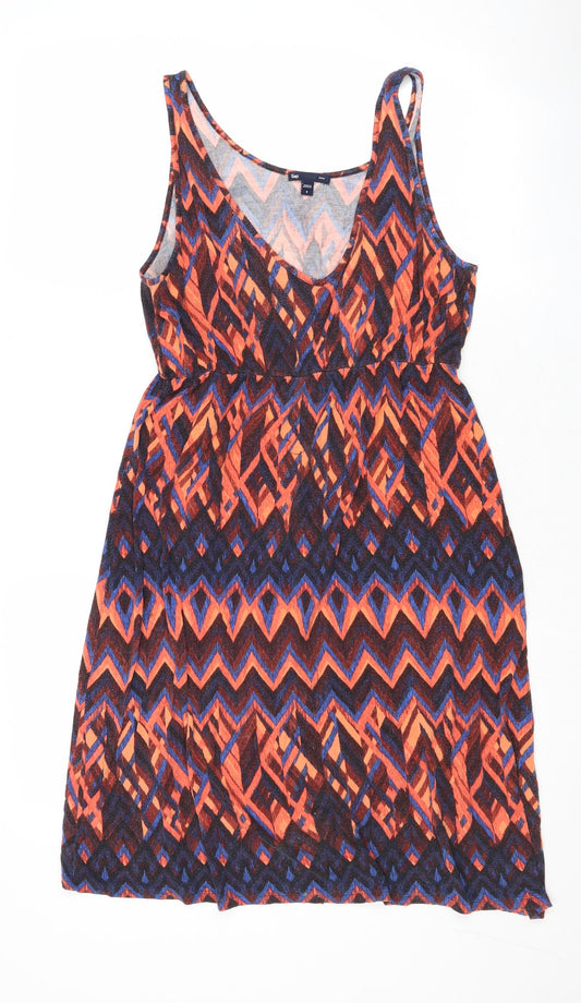 Gap Womens Multicoloured Geometric Viscose A-Line Size S Round Neck Pullover