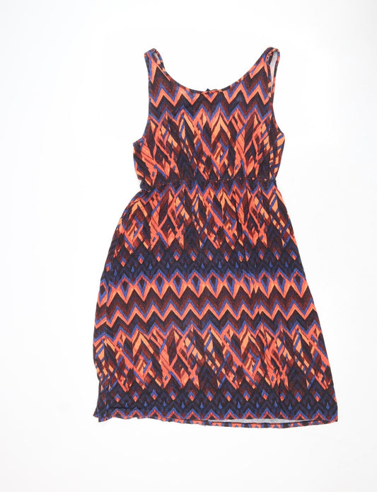 Gap Womens Multicoloured Geometric Viscose A-Line Size S Round Neck Pullover