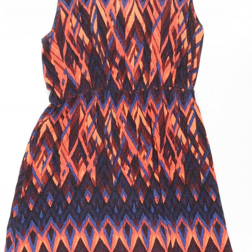 Gap Womens Multicoloured Geometric Viscose A-Line Size S Round Neck Pullover