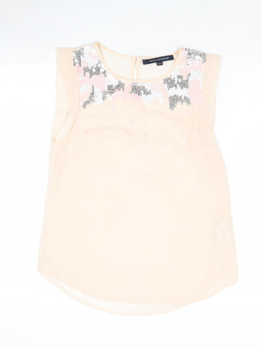 Womens UK Size 8 French Connection Pink Basic Tank