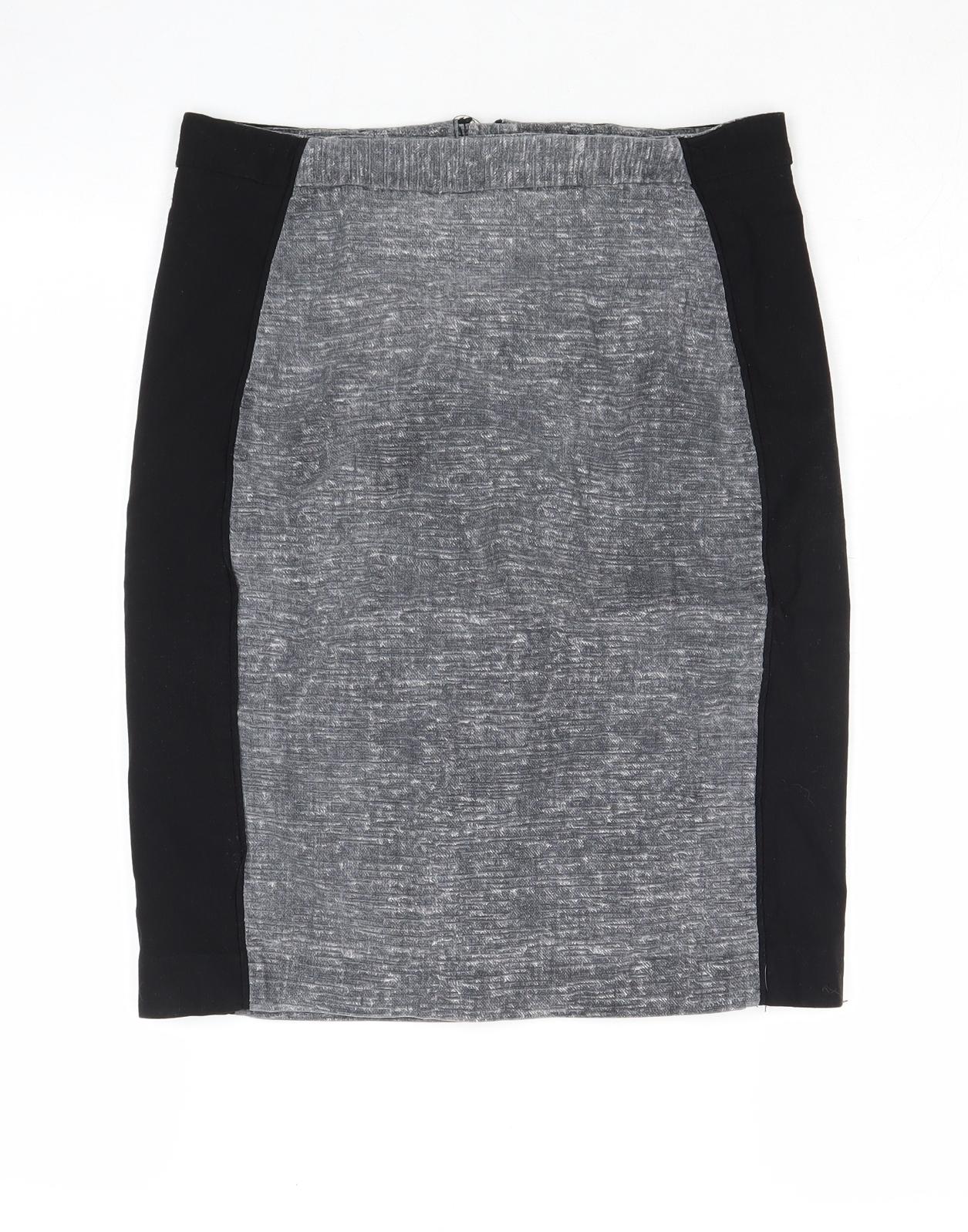 H&M Womens Grey Viscose Straight & Pencil Skirt Size 8 Zip