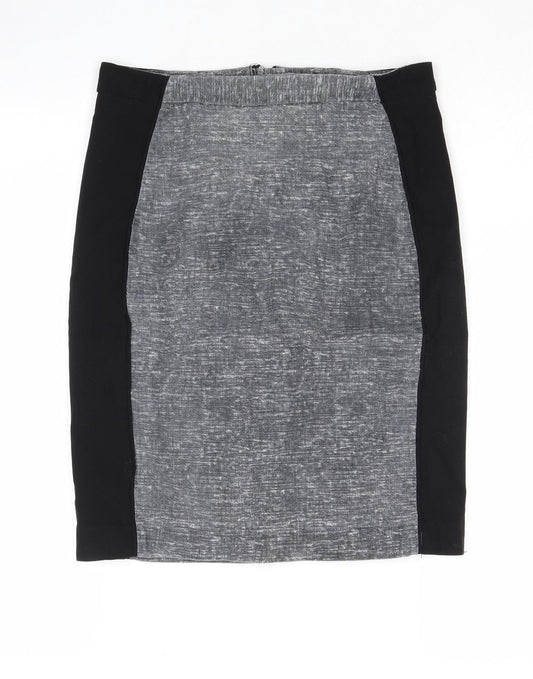 H&M Womens Grey Viscose Straight & Pencil Skirt Size 8 Zip