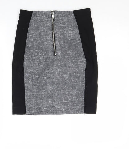 H&M Womens Grey Viscose Straight & Pencil Skirt Size 8 Zip