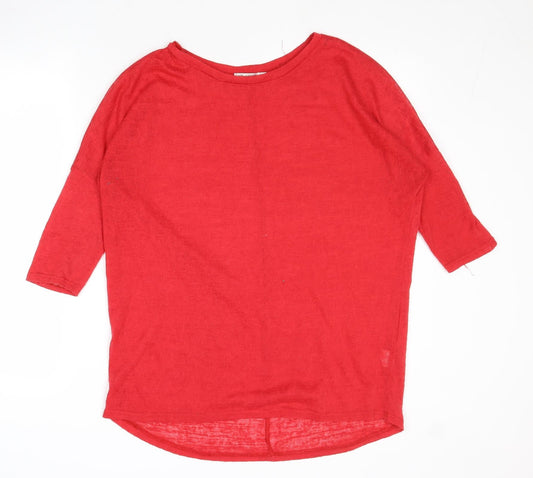 Womens UK Size XL Paper Scissors Red Basic Blouse