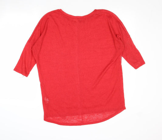 Womens UK Size XL Paper Scissors Red Basic Blouse