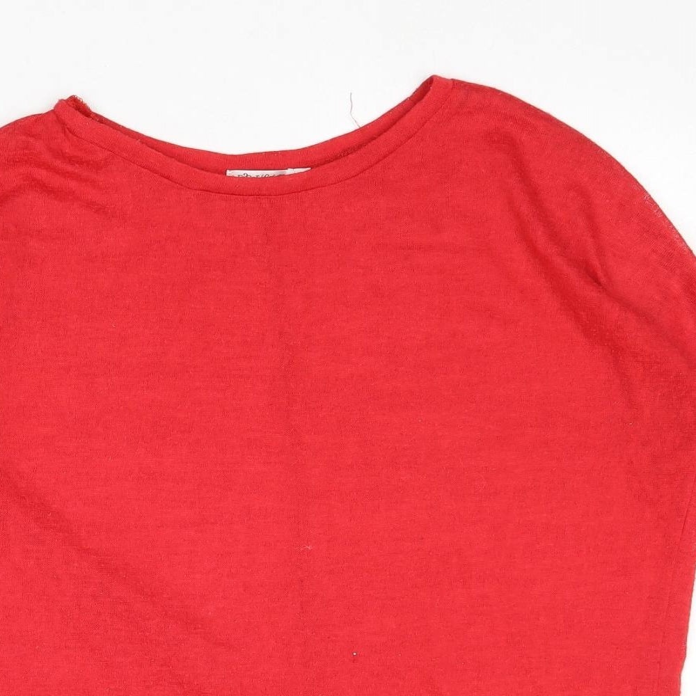 Womens UK Size XL Paper Scissors Red Basic Blouse