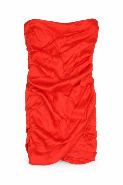 Zara Womens Red Polyester Bodycon Size XS Off the Shoulder Zip