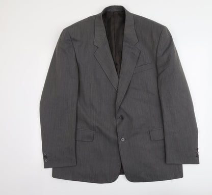 Mens UK Size L Pin stripe Regular Grey Suit Jacket