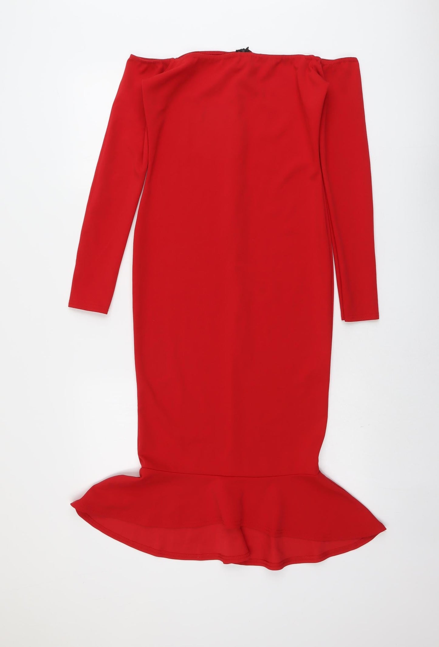 Missguided Womens Red Polyester Mermaid Size 12 Off the Shoulder Zip
