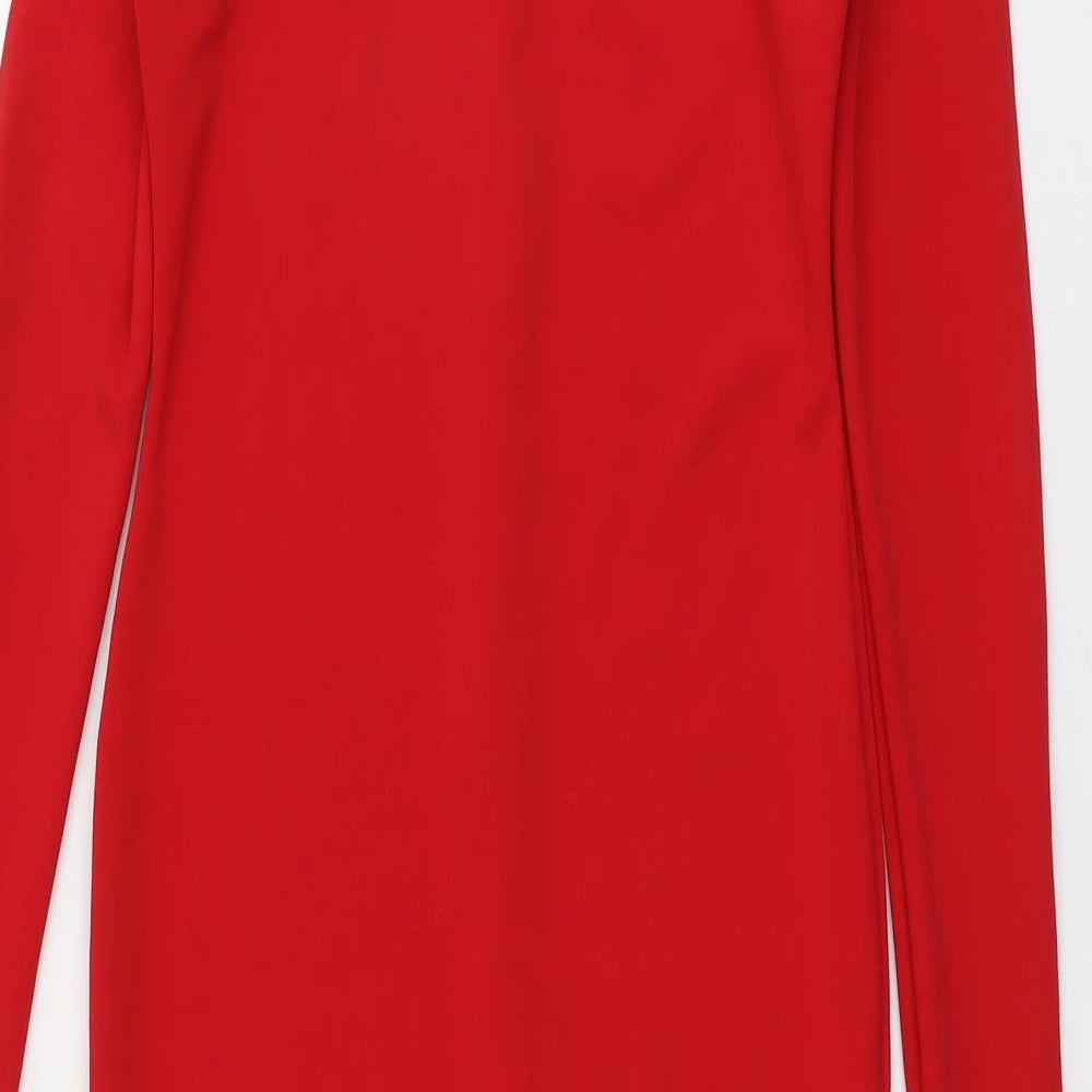 Missguided Womens Red Polyester Mermaid Size 12 Off the Shoulder Zip